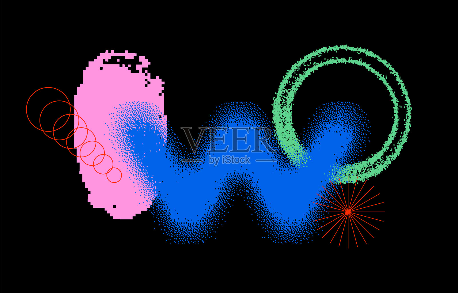 普遍流行的纹理几何明亮大胆的形状设置插画图片素材