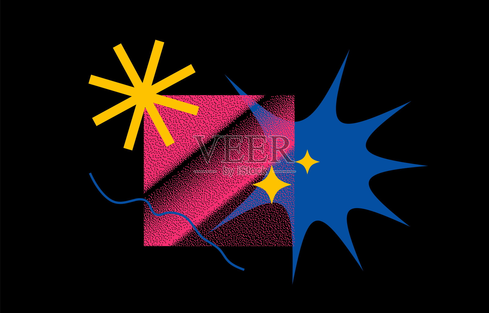 普遍流行的纹理几何明亮大胆的形状设置插画图片素材