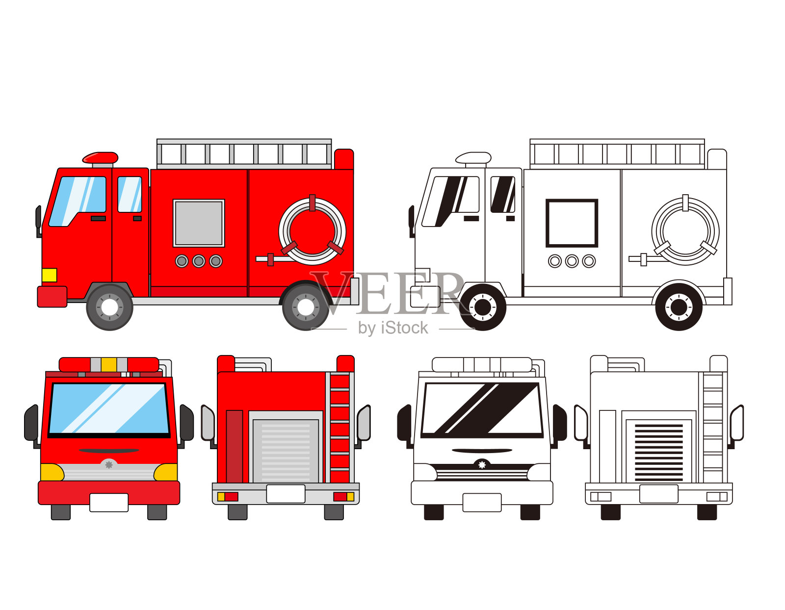消防车矢量图。紧急车辆。插画图片素材