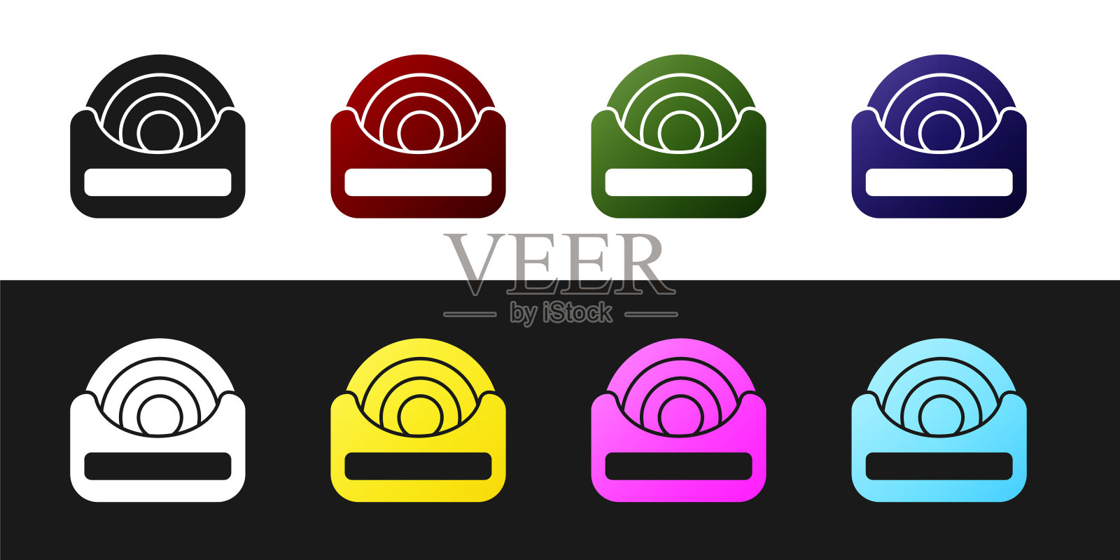 在黑白背景上设置孤立的牙线图标。向量插画图片素材