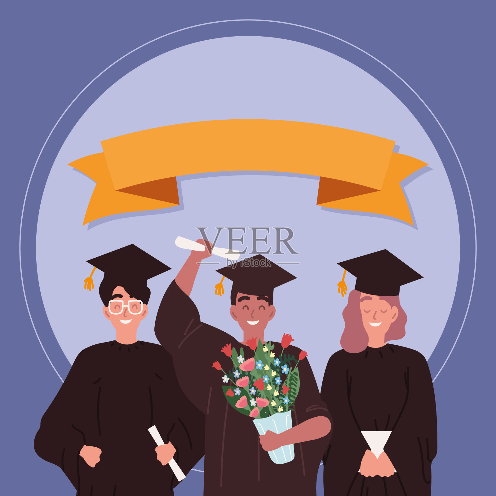 庆祝毕业的学生插画图片素材