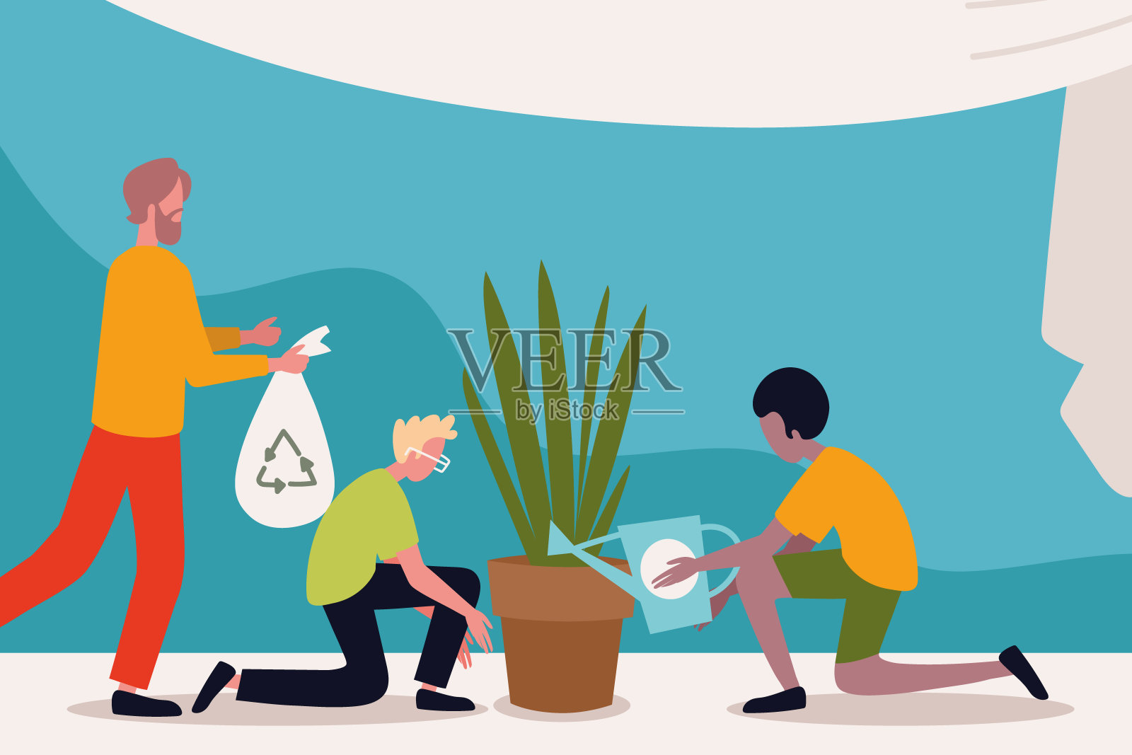 男性从事社区服务插画图片素材