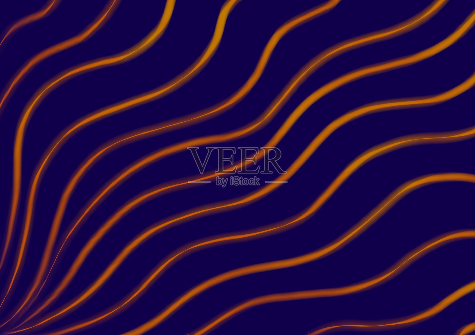 抽象艺术背景海军蓝与波浪红色线条。背景与曲线流体橙色丝带。波模式。插画图片素材