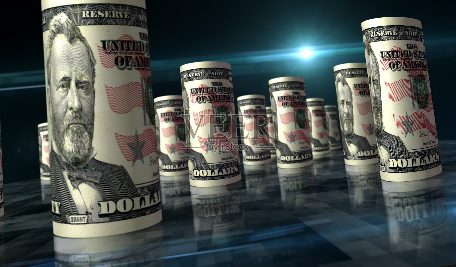 美元五十元钞票包3d插图照片摄影图片