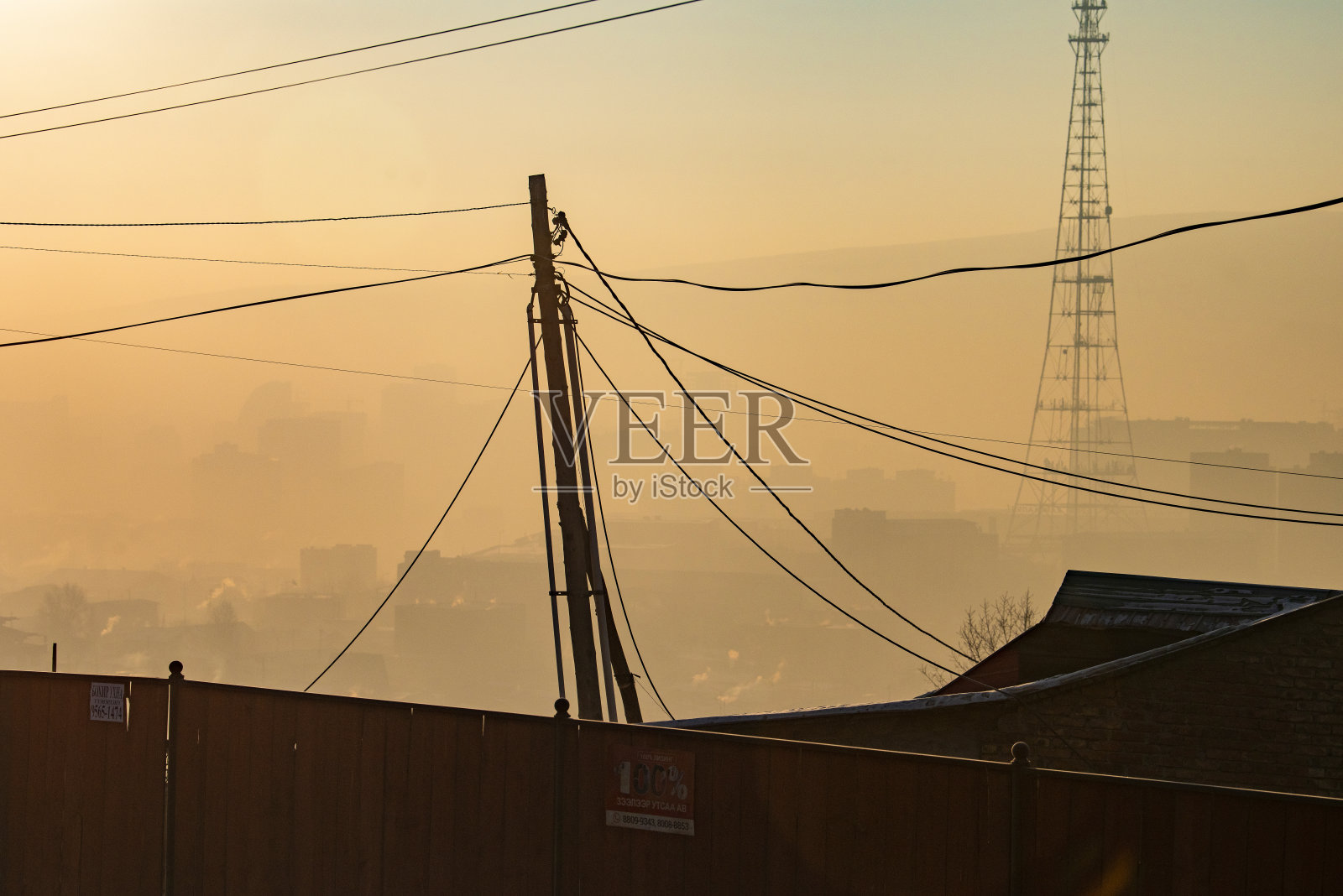 寒冷的冬天-乌兰巴托-蒙古-煤-雾霾照片摄影图片