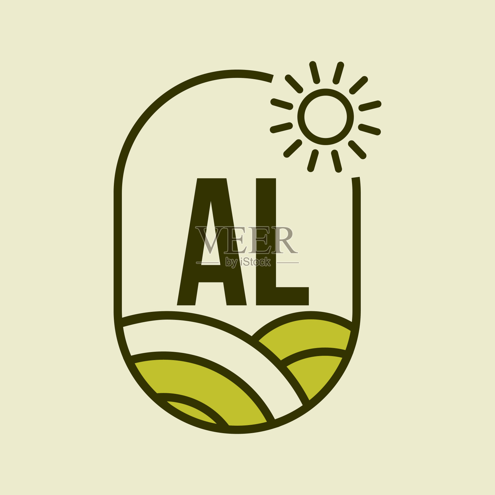 农业标志上字母AL徽章模板。字母AL农业农场，农业综合企业，生态农场标志插画图片素材