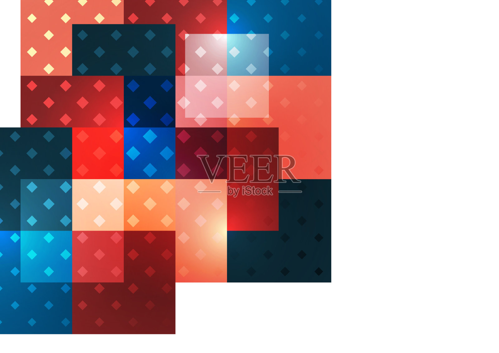 抽象的几何背景。现代重叠的正方形。花哨的颜色形状为您的信息。业务或技术演示。向量插画图片素材