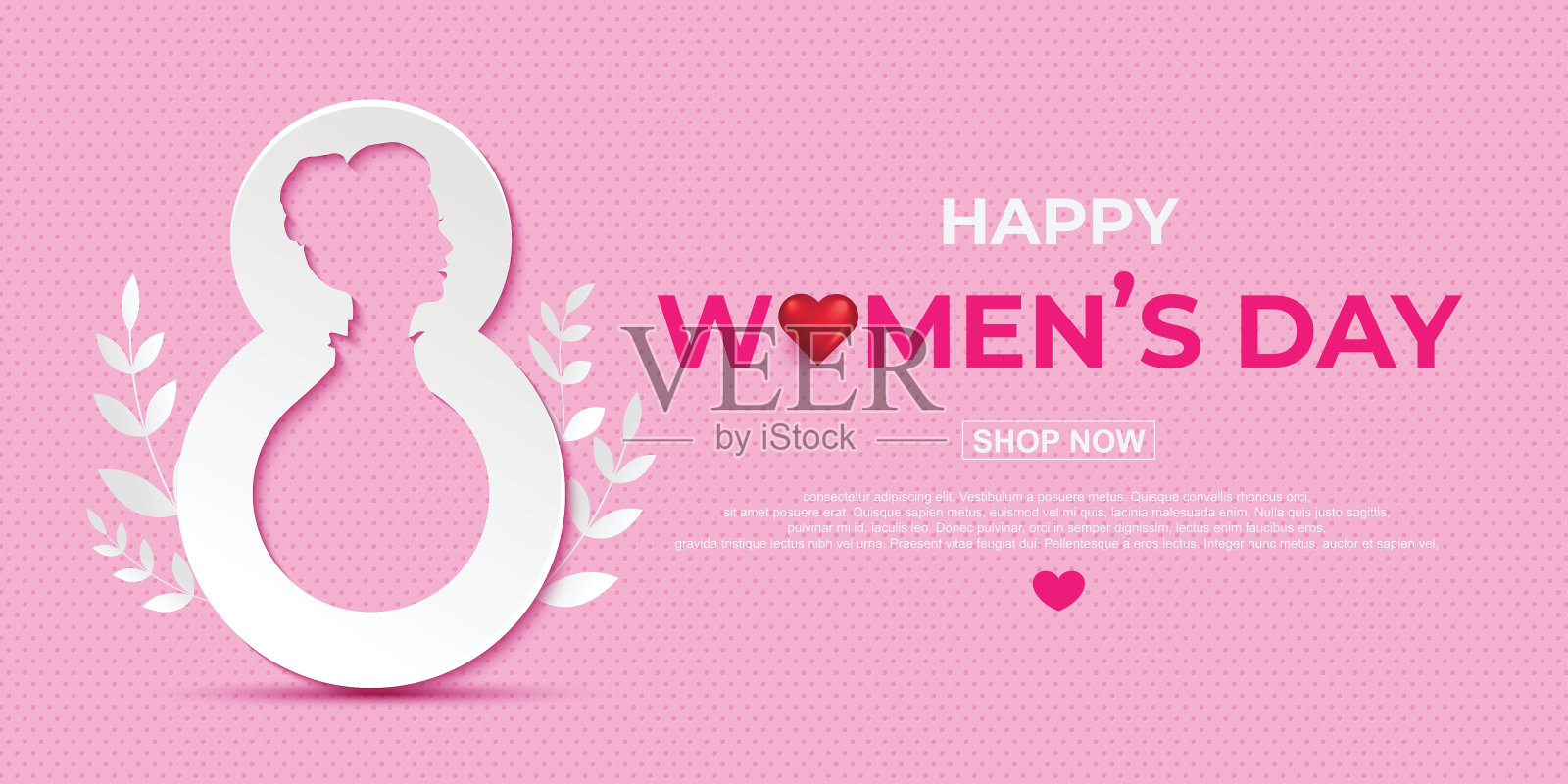 3月8日。国际妇女节贺卡剪纸为您设计。矢量图设计模板素材