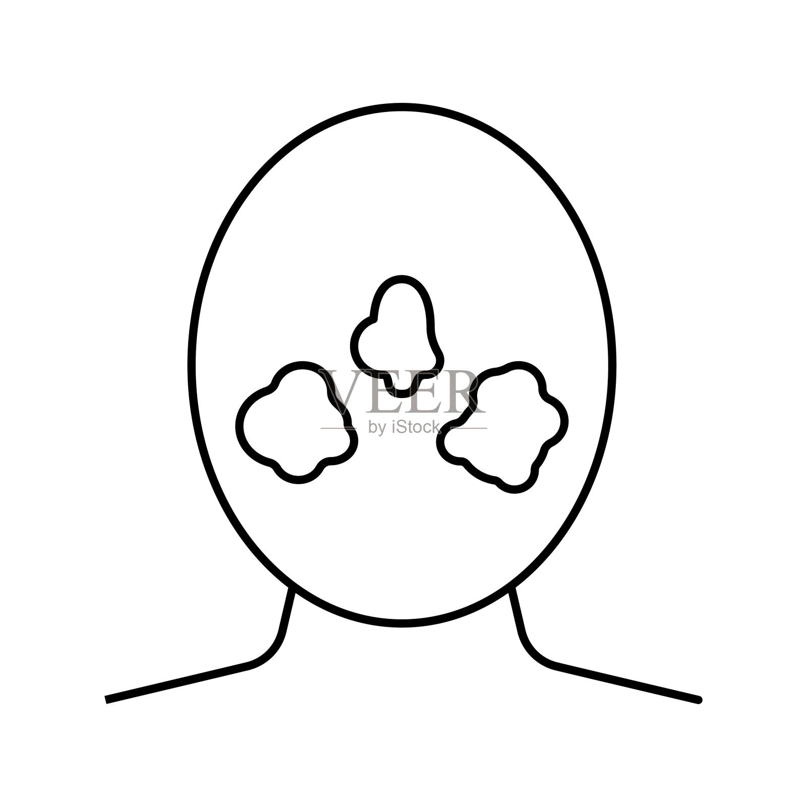 酒渣鼻皮肤病线图标矢量插图插画图片素材