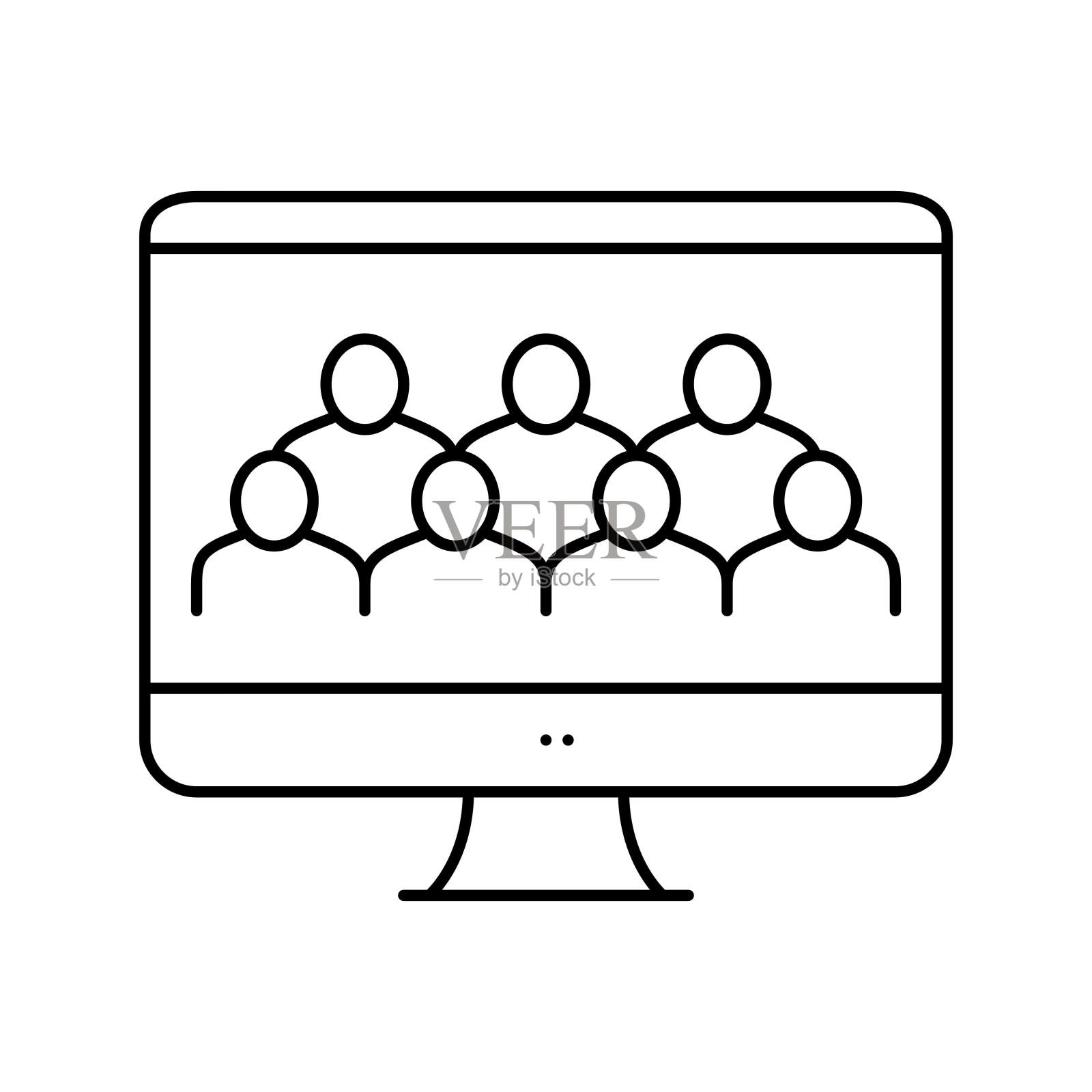 视频会议线图标矢量黑色插图插画图片素材