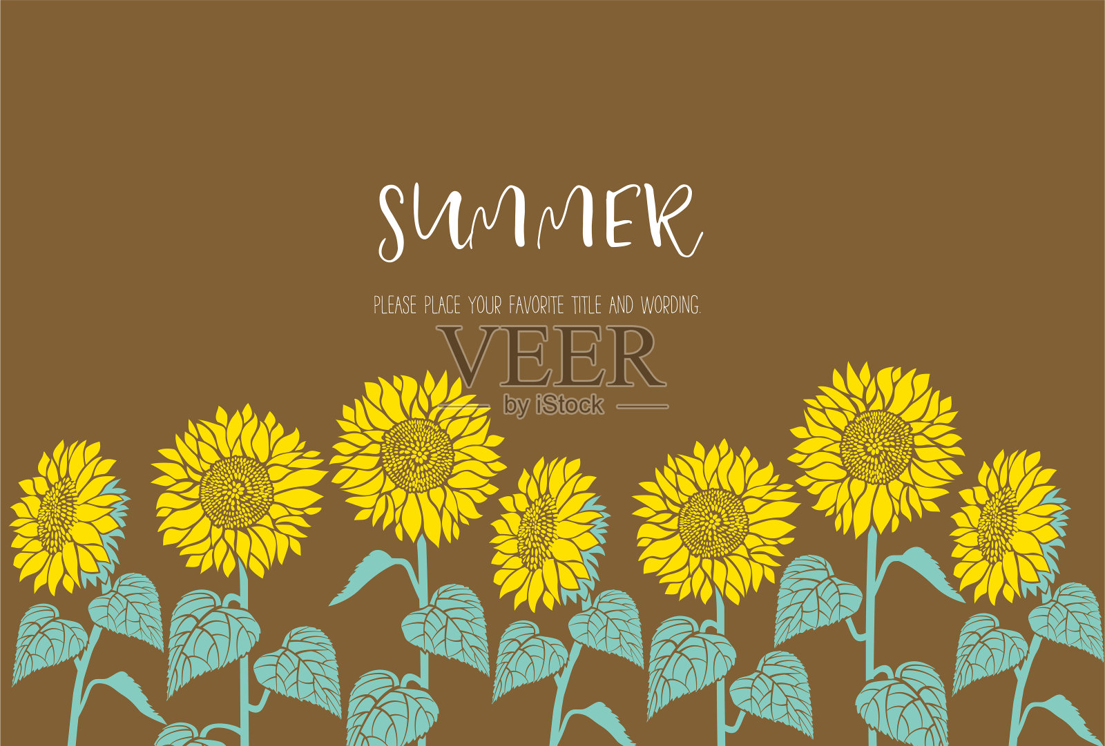 向日葵插图的夏季图像的框架材料插画图片素材