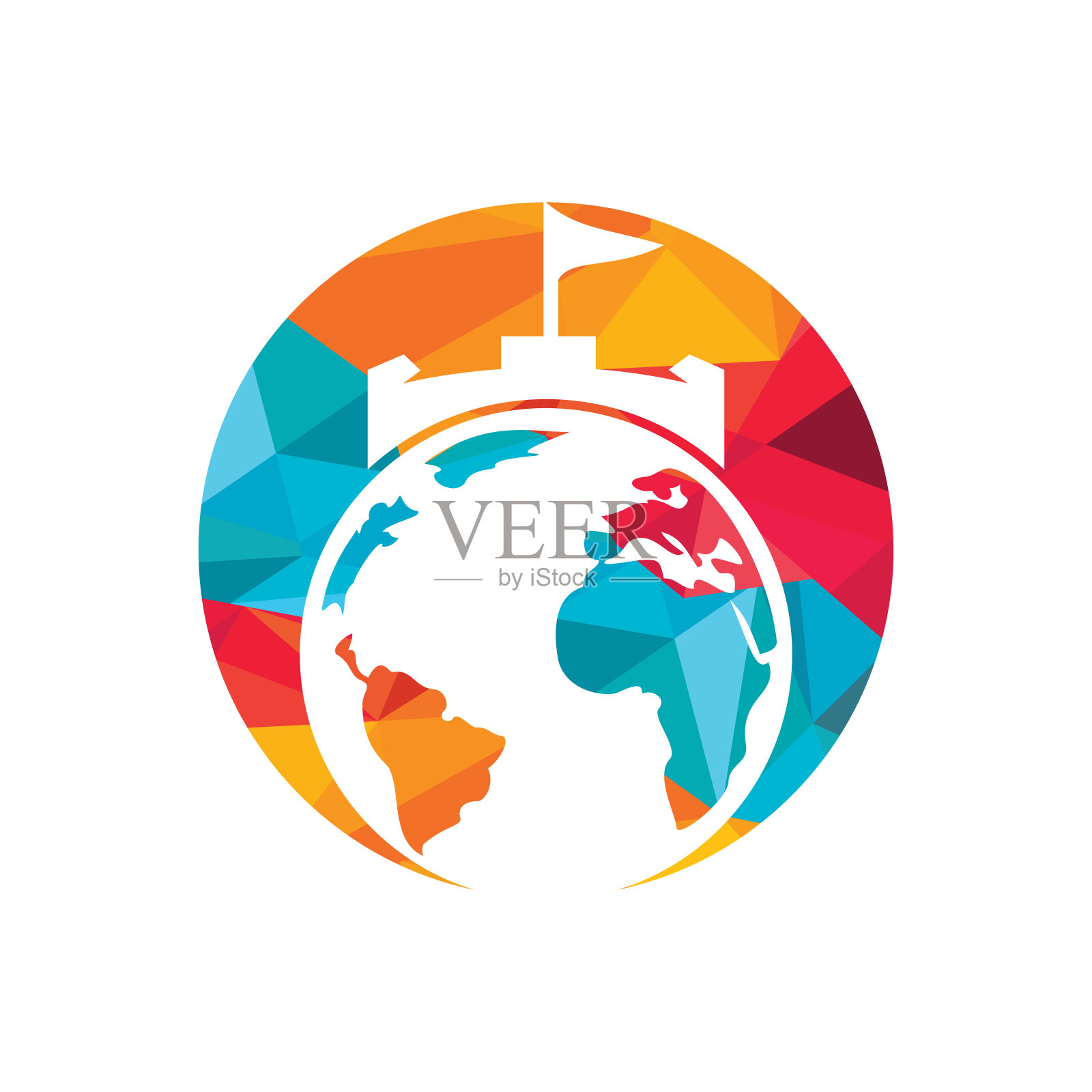 城堡地球仪矢量符号设计。插画图片素材