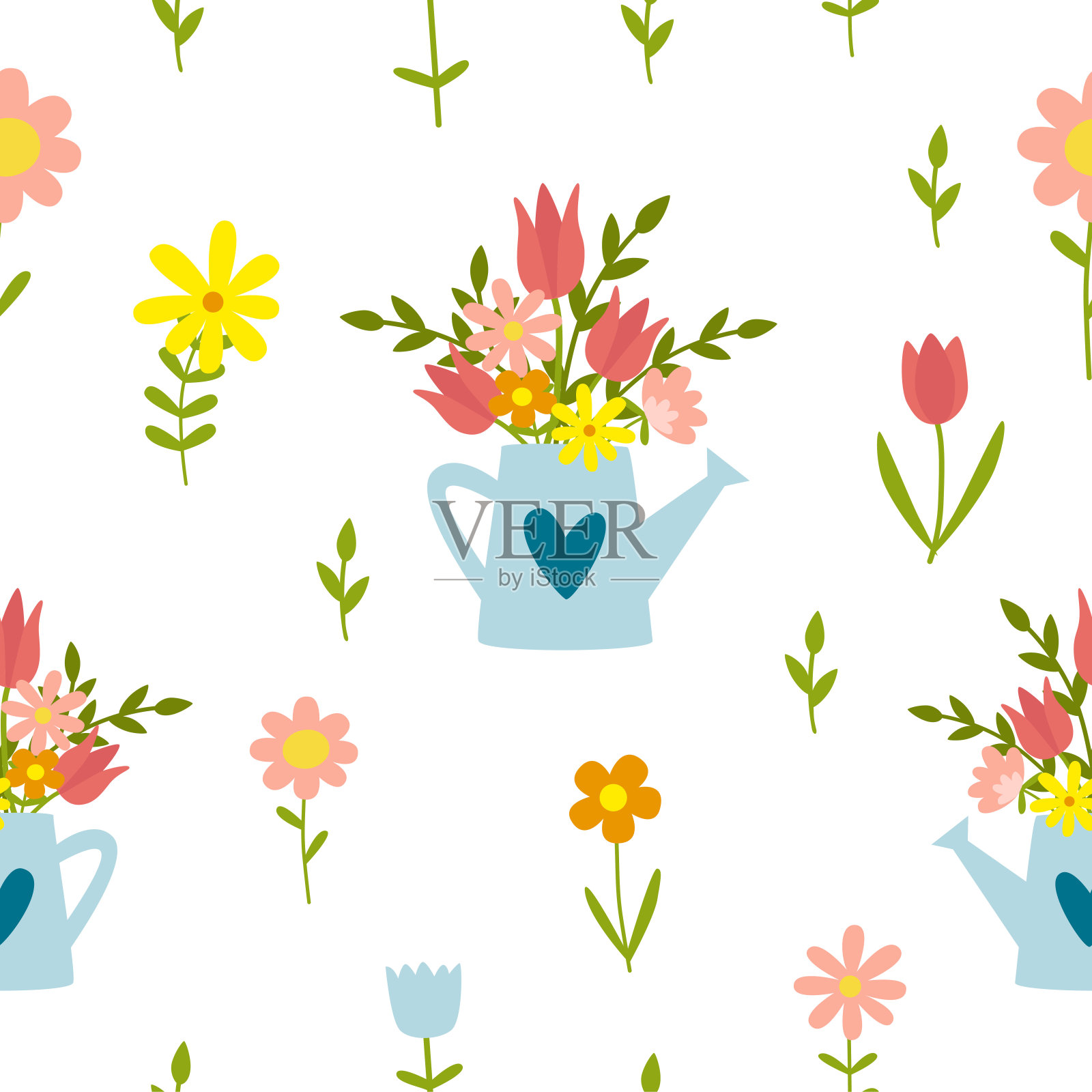 花型无缝图案适用于面料、服装、节日、包装纸、装饰。矢量插图。插画图片素材