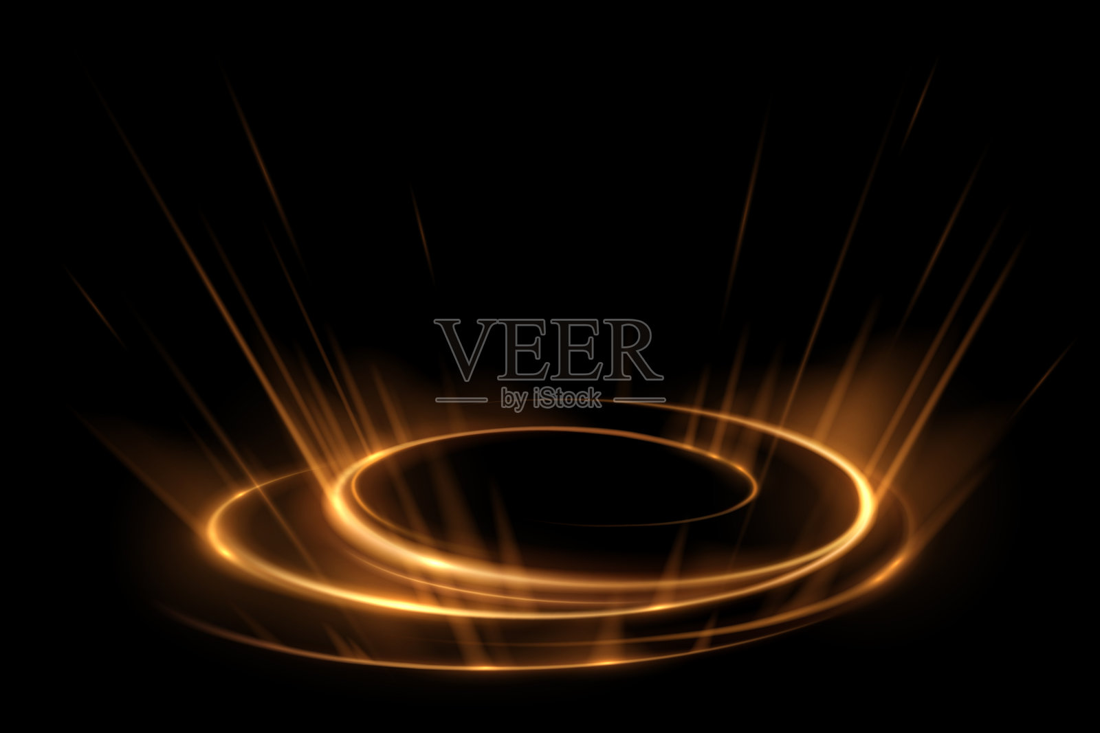 抽象的金色圆光效果在黑色的背景插画图片素材