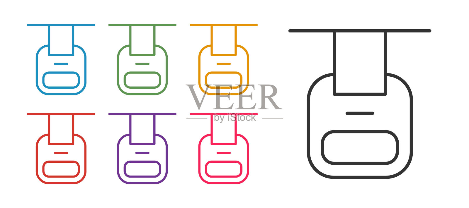设置线缆车图标孤立在白色背景上。缆索的迹象。设置图标丰富多彩。向量图标素材