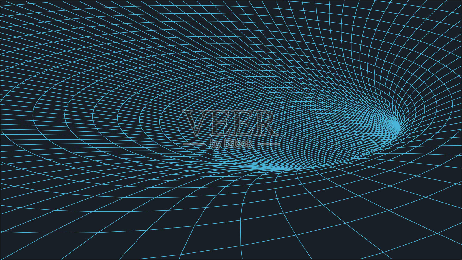 线框图3 d隧道。透视网格背景纹理。模型网格虫洞。向量插画图片素材