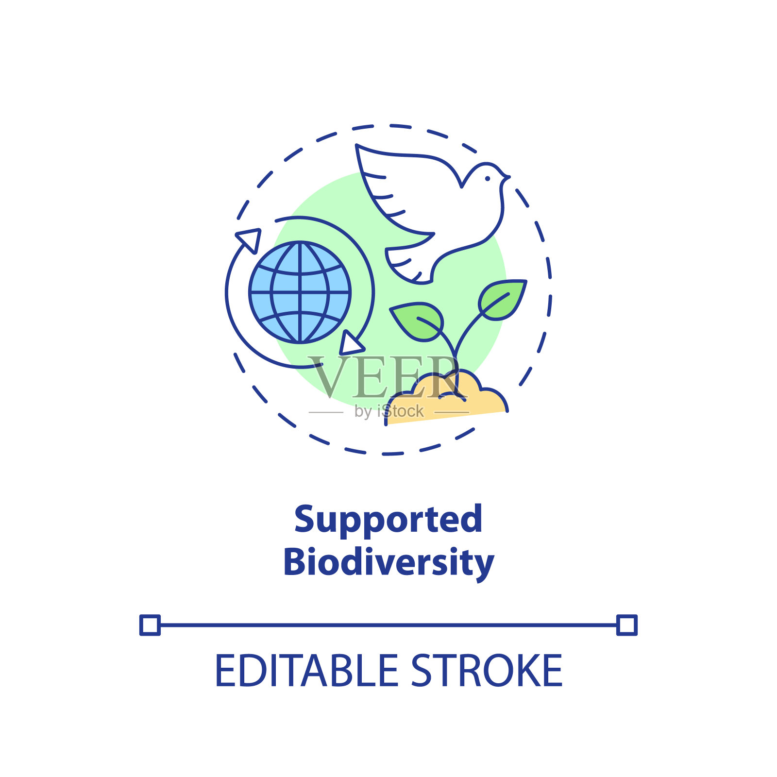 支持的生物多样性概念图标插画图片素材