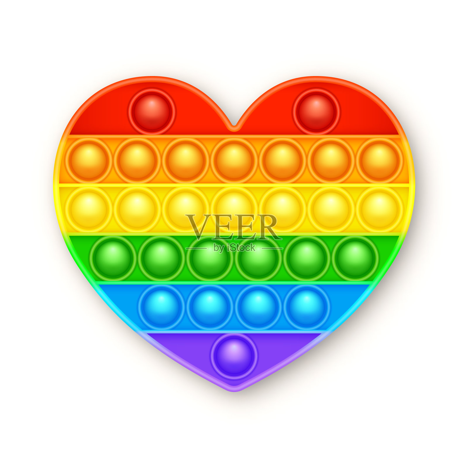 彩色硅胶抗压力pop它玩具孤立在白色背景。儿童时尚感官游戏。彩虹推弹出烦躁玩具与明亮的彩色弹出泡泡。矢量图插画图片素材