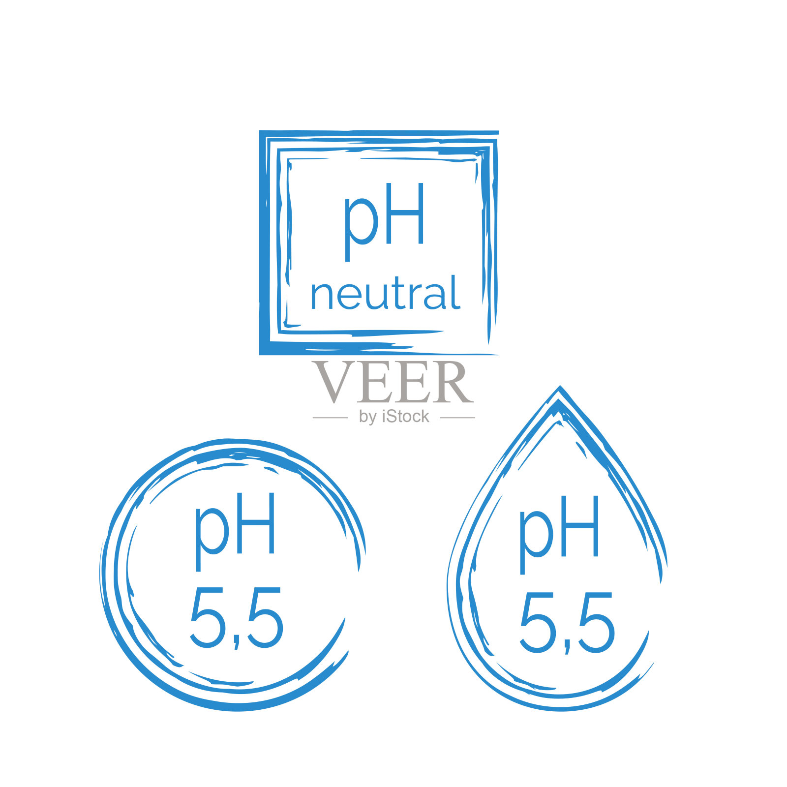 pH值5,5蓝色图标设置。插画图片素材