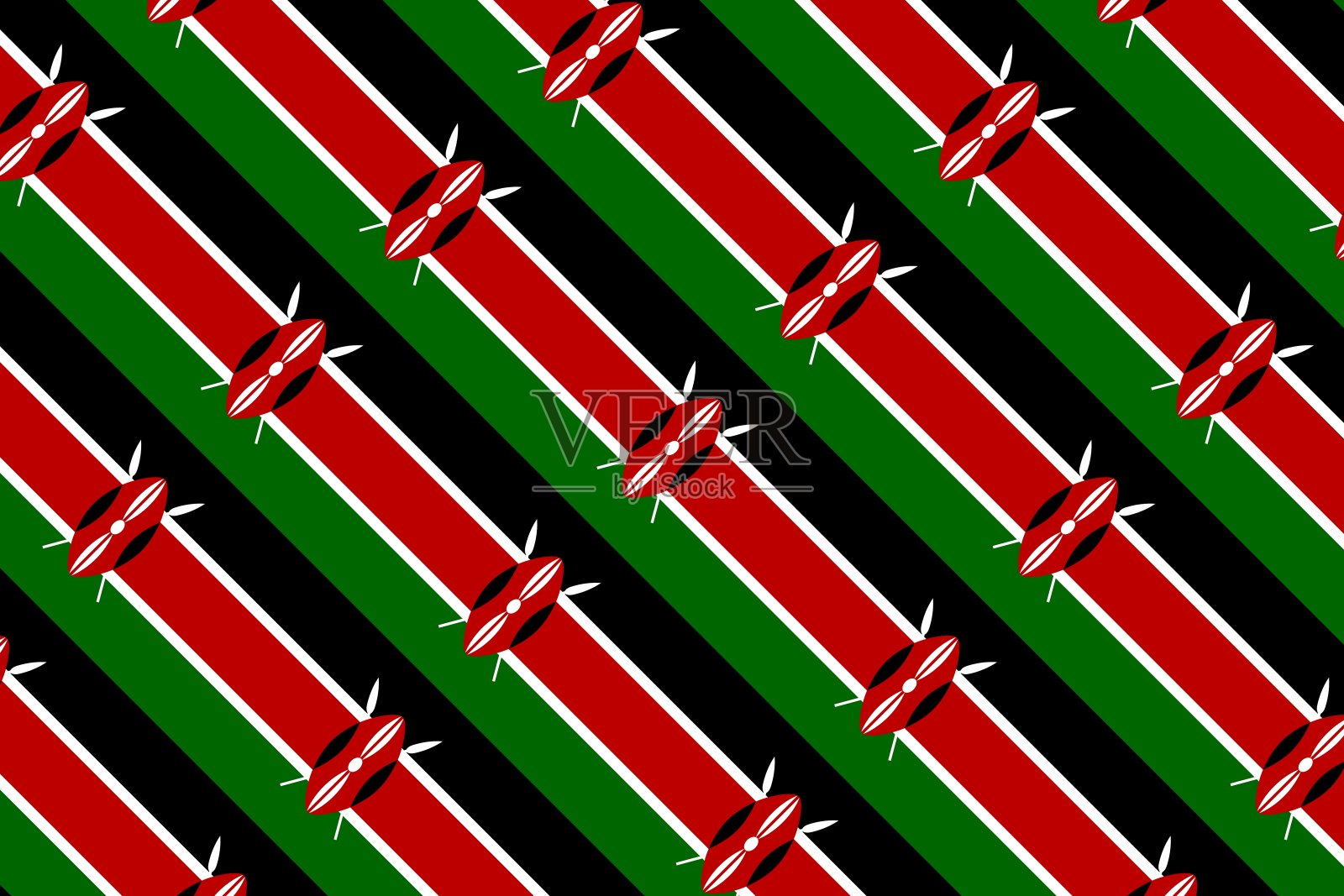 肯尼亚国旗的几何图案。肯尼亚的颜色插画图片素材