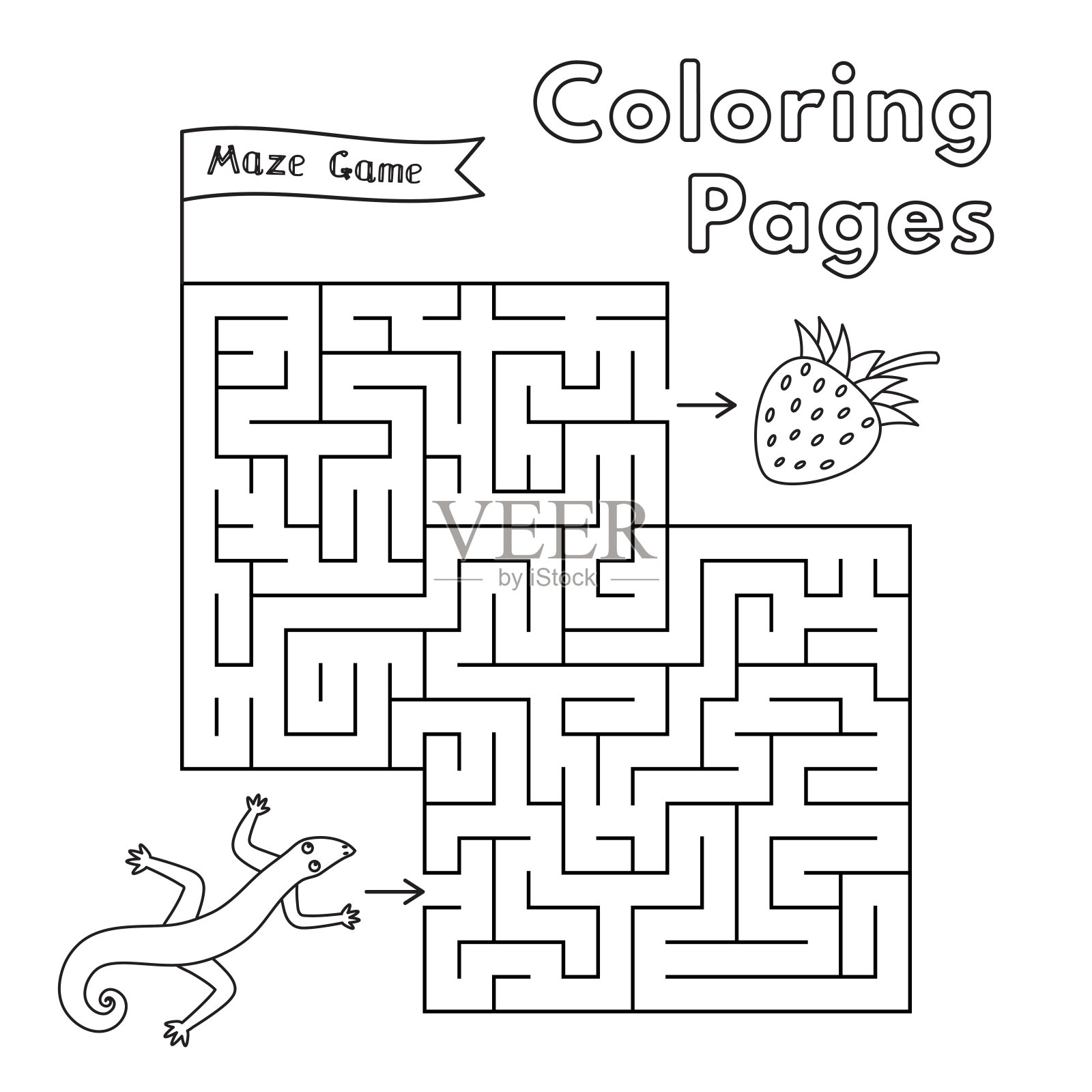 卡通蜥蜴迷宫游戏插画图片素材