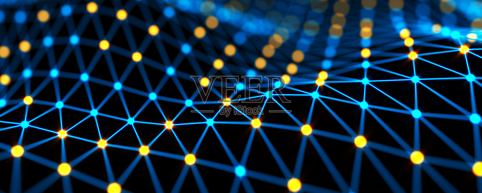 未来数码区块链背景。抽象连接技术与数字网络。大数据和通信技术的3d演示。照片摄影图片