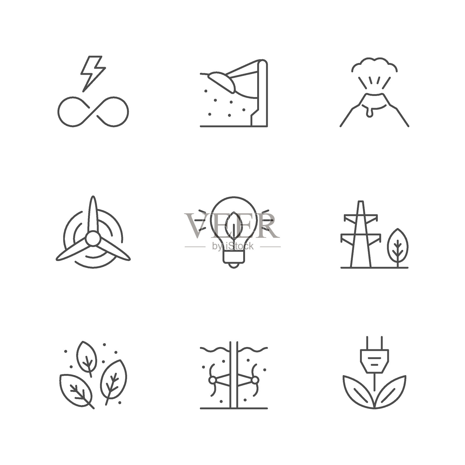 设置可再生能源的行图标图标素材