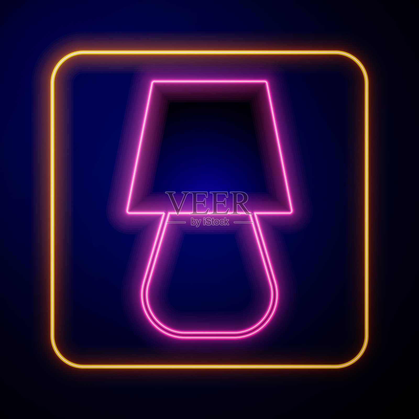 发光的霓虹灯表灯图标孤立在黑色背景。向量插画图片素材