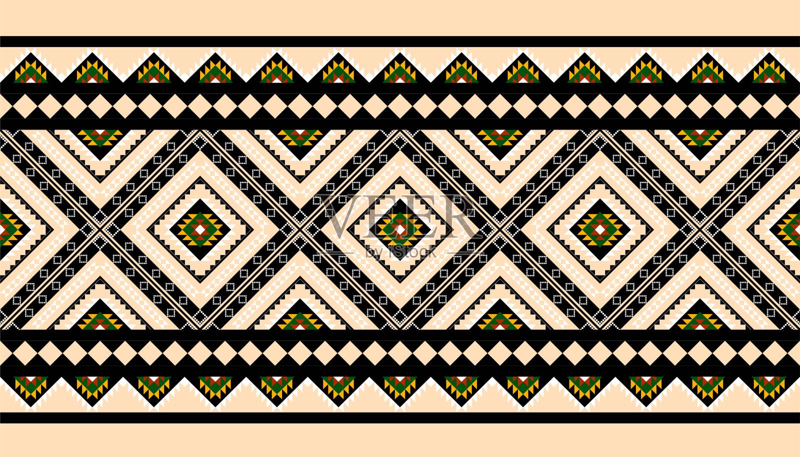 几何民族东方无缝图案传统背景设计插画图片素材