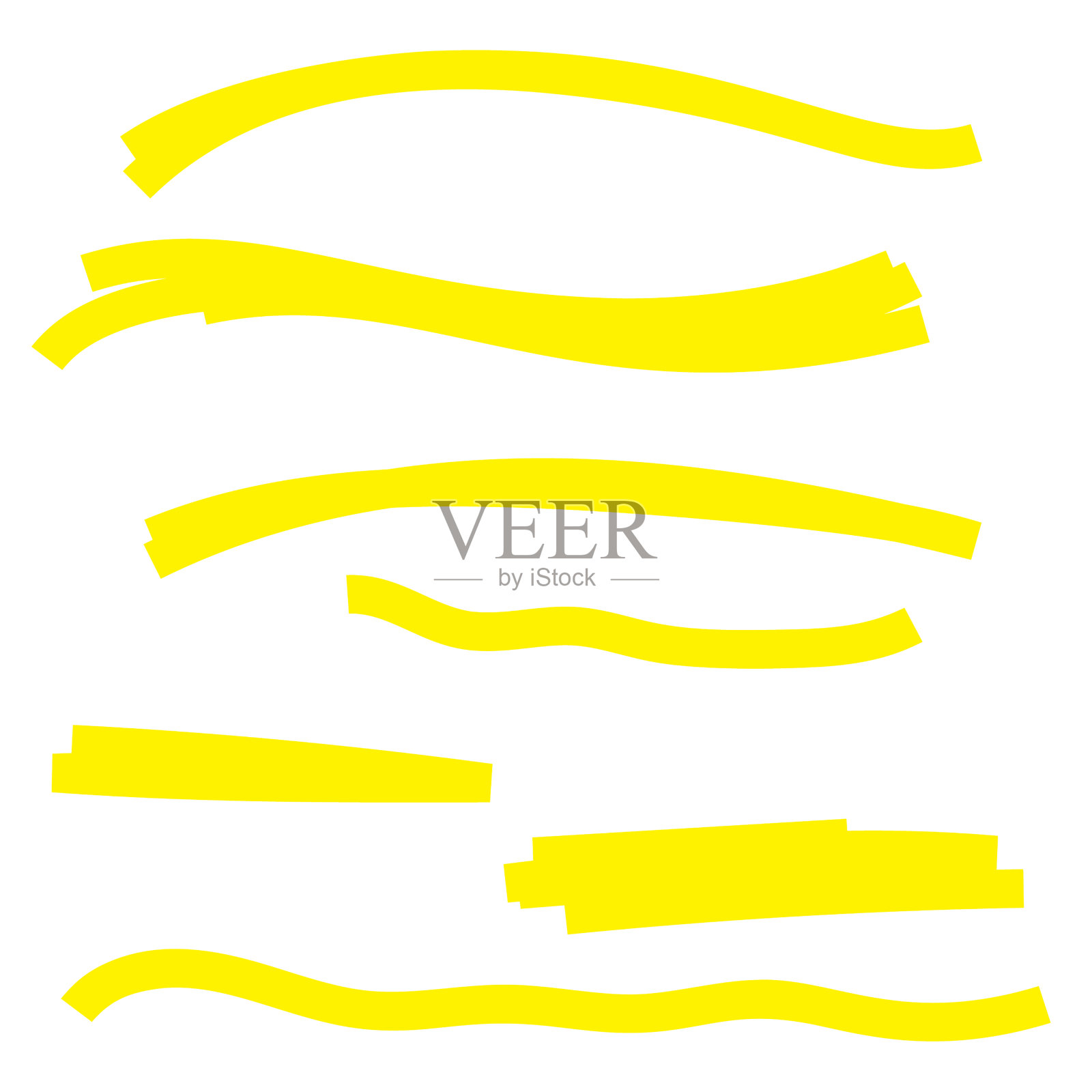 黄色高亮标记笔画。插画图片素材