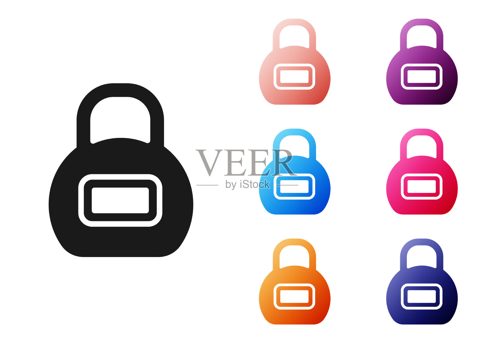 黑色壶铃图标孤立在白色背景上图标素材