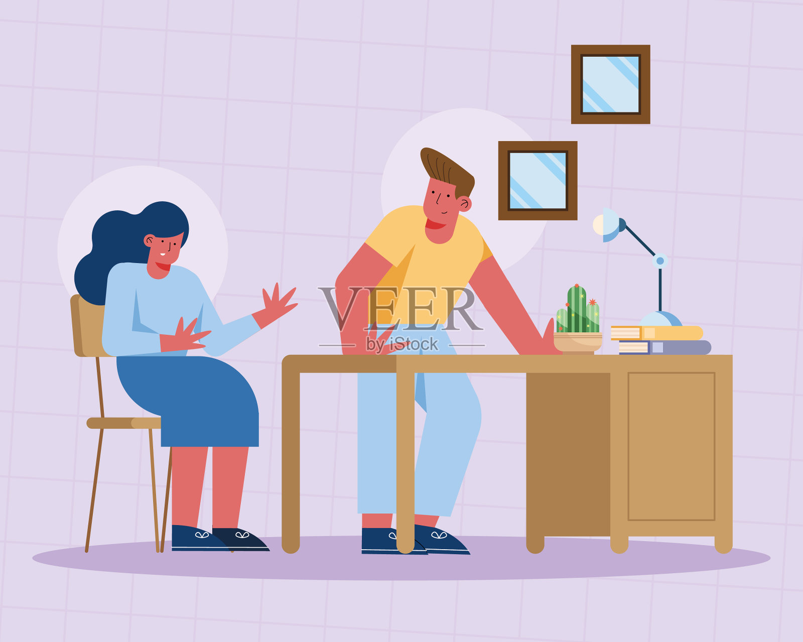 夫妇在工作场所插画图片素材