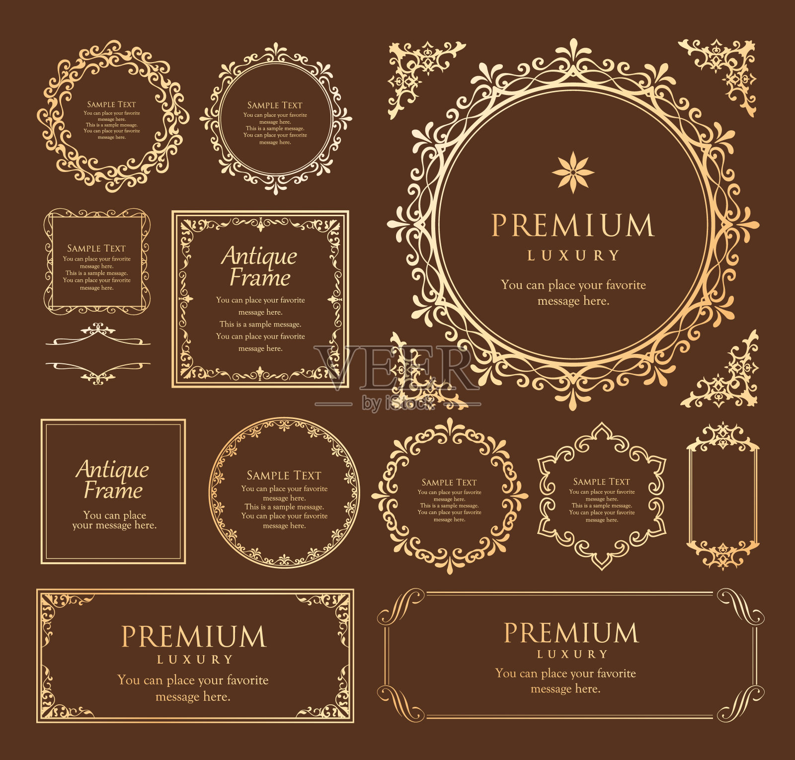 春季植物motif框架。复古的花。装饰设计。时髦的治疗插画图片素材