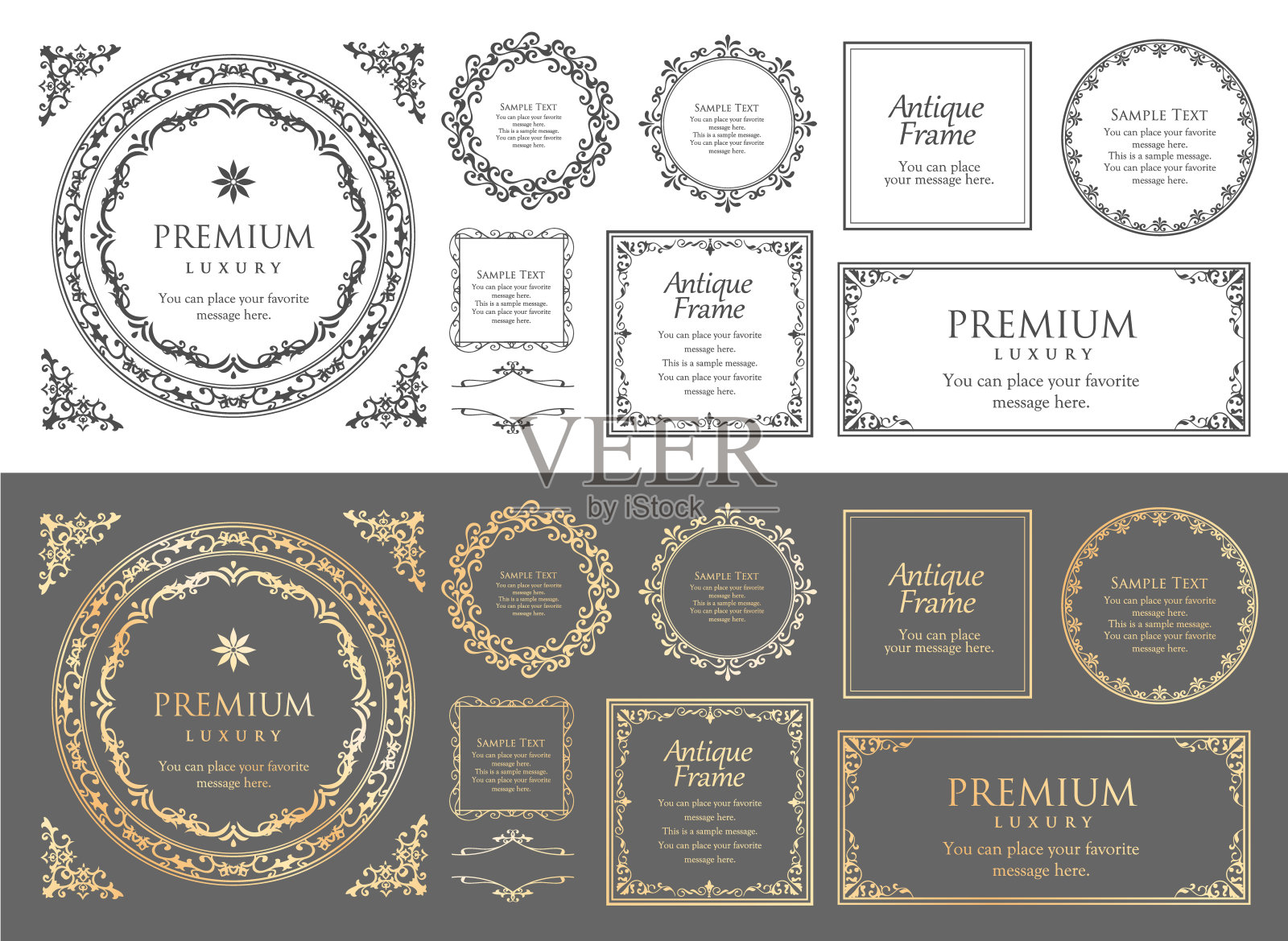 春季植物motif框架。复古的花。装饰设计。时髦的治疗插画图片素材