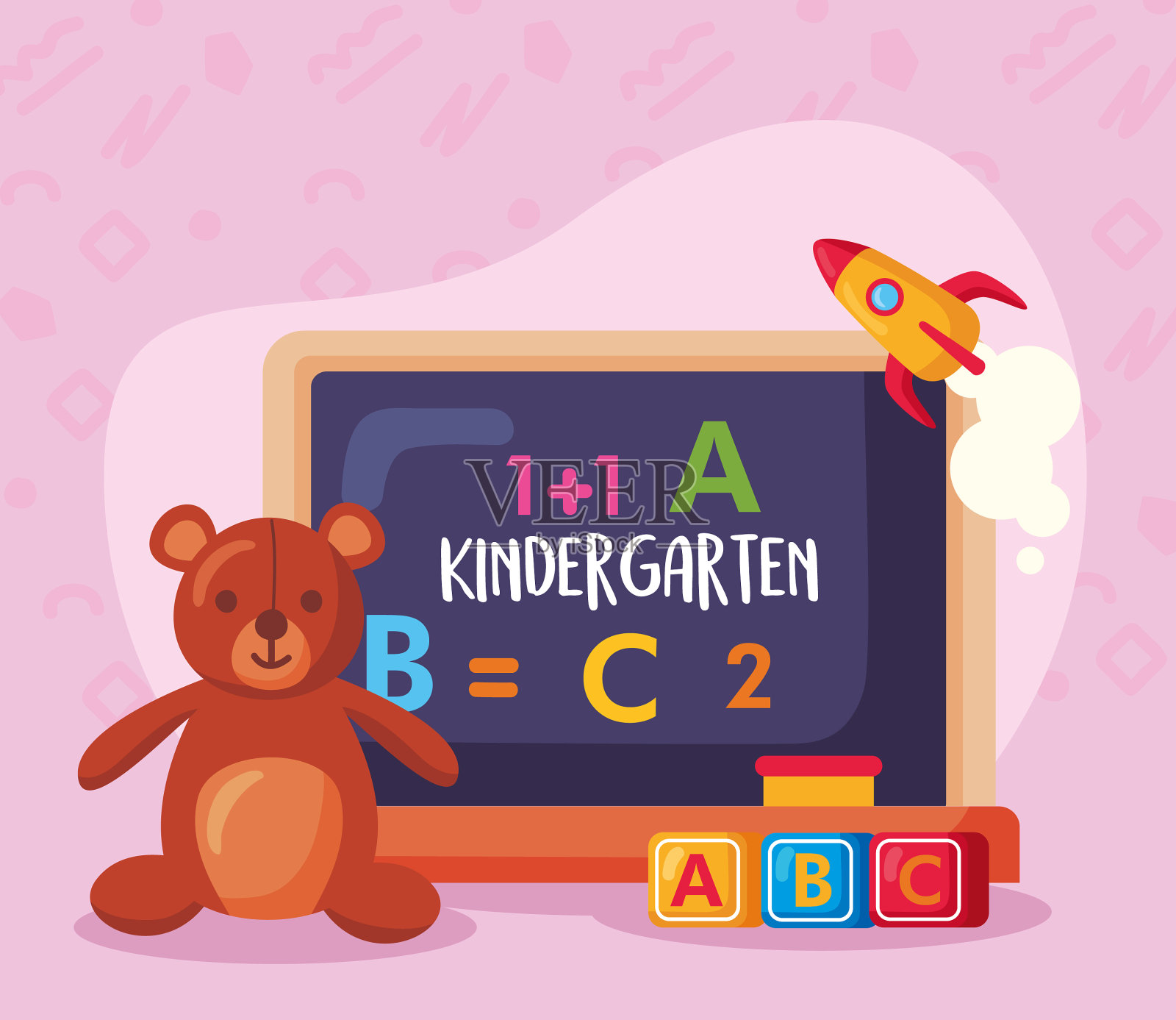 幼儿园用黑板写字母插画图片素材