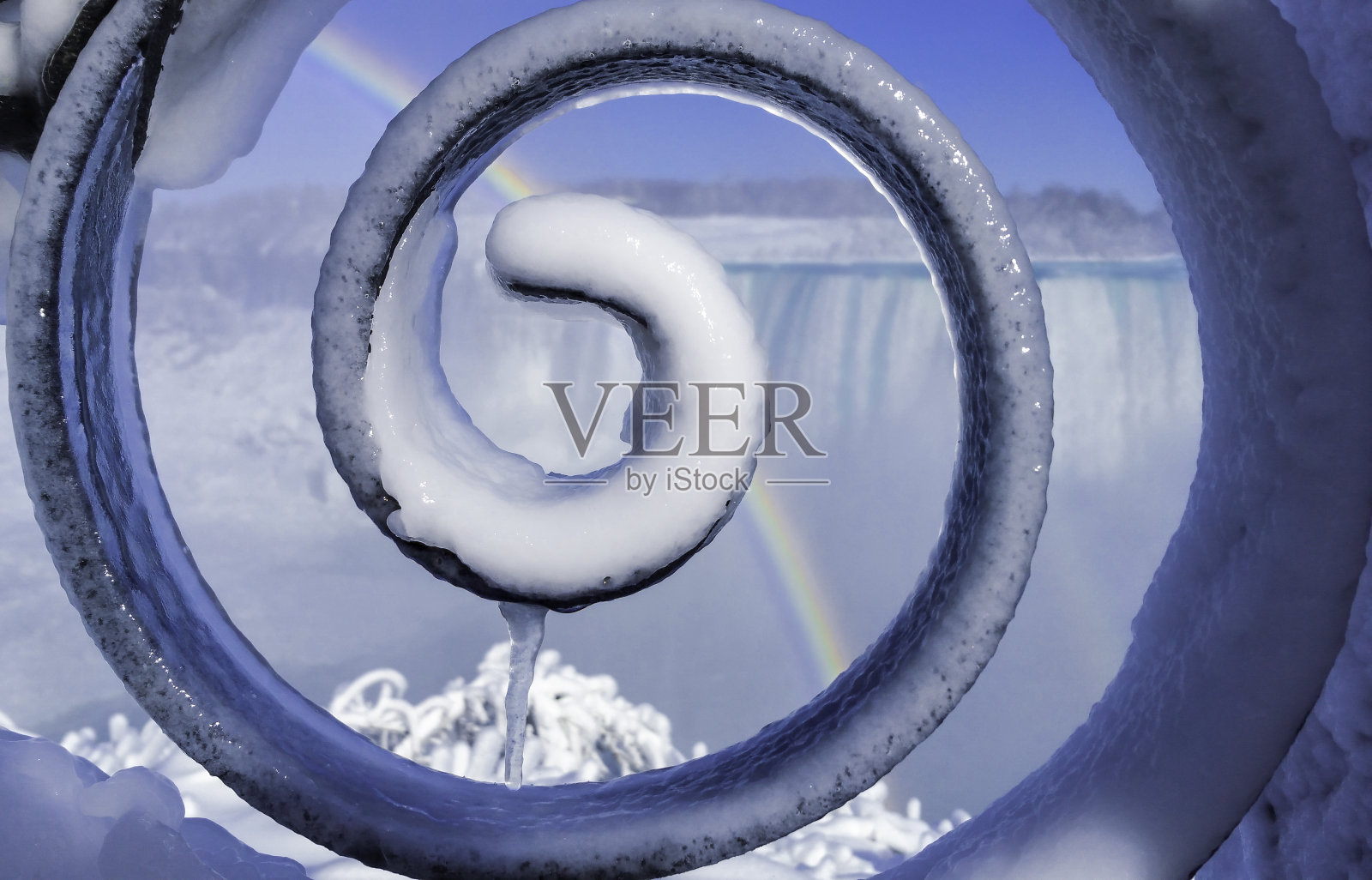 彩虹冰冻螺旋尼亚加拉瀑布照片摄影图片