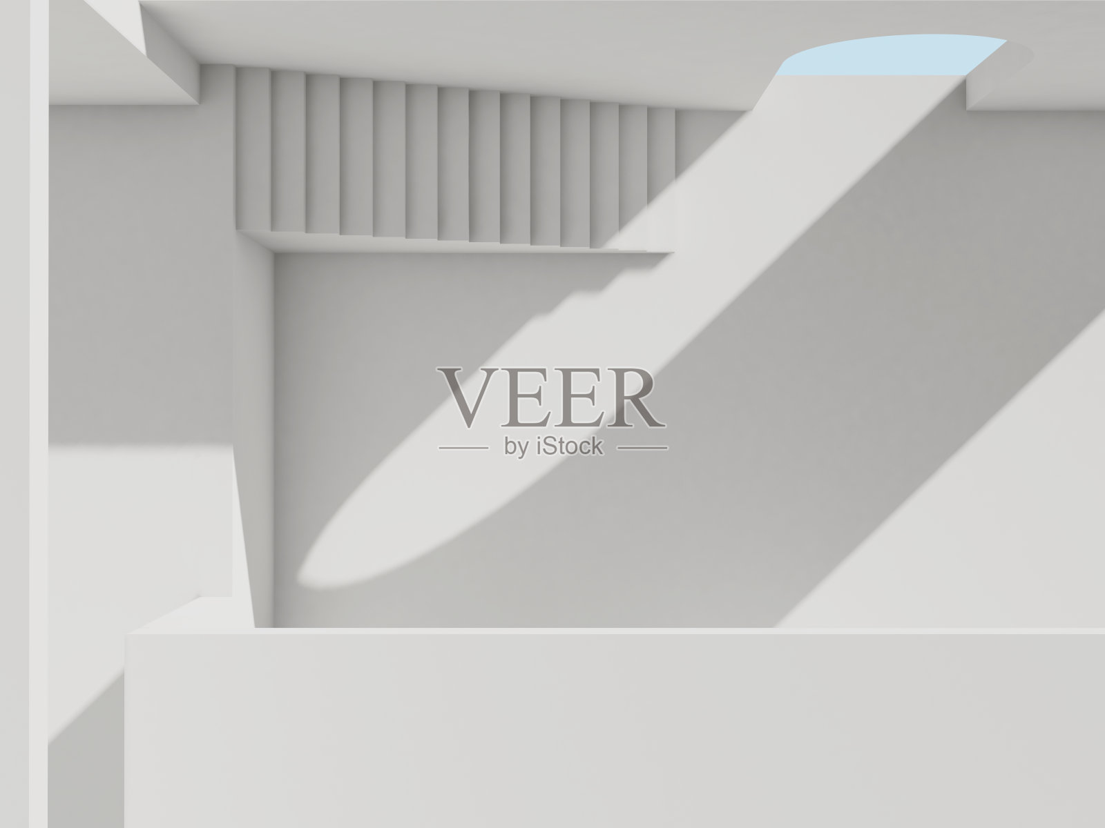 抽象建筑背景，白色房间俯视图，三维照片摄影图片