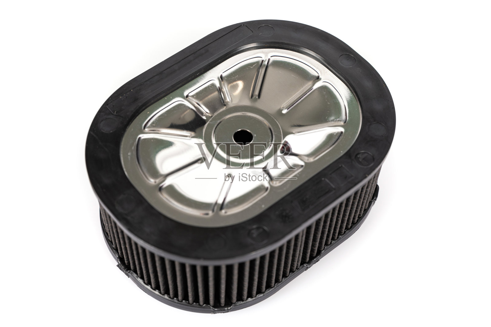 新的黑色空气过滤器在一个白色孤立的背景照片摄影图片