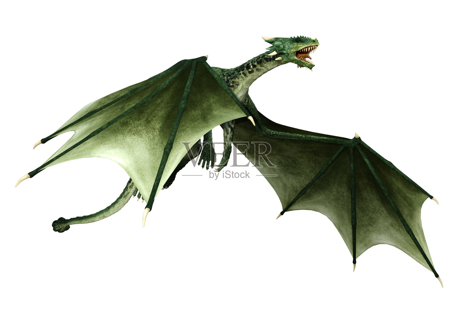 3D渲染童话龙在白色照片摄影图片