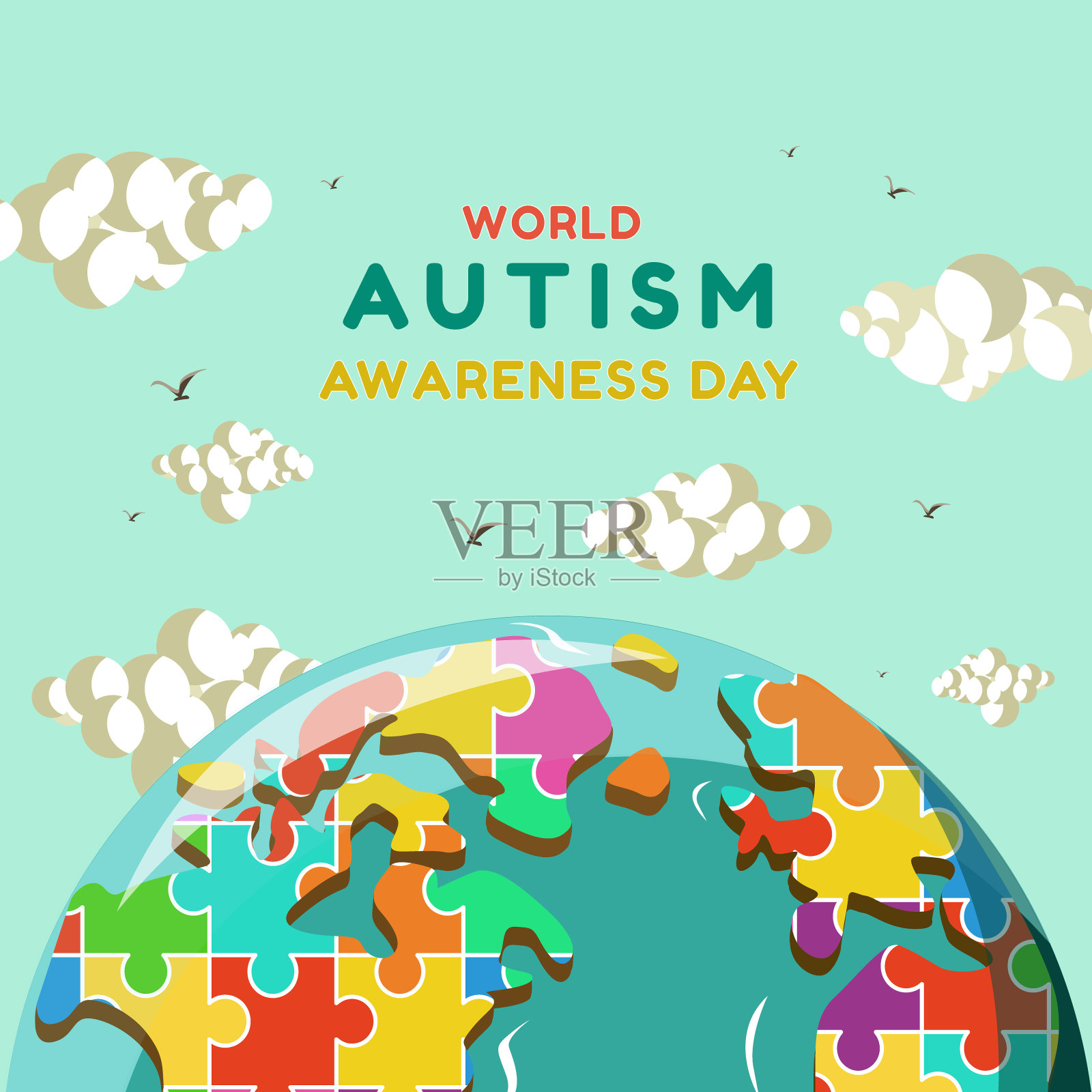 世界自闭症关爱日插画插画图片素材