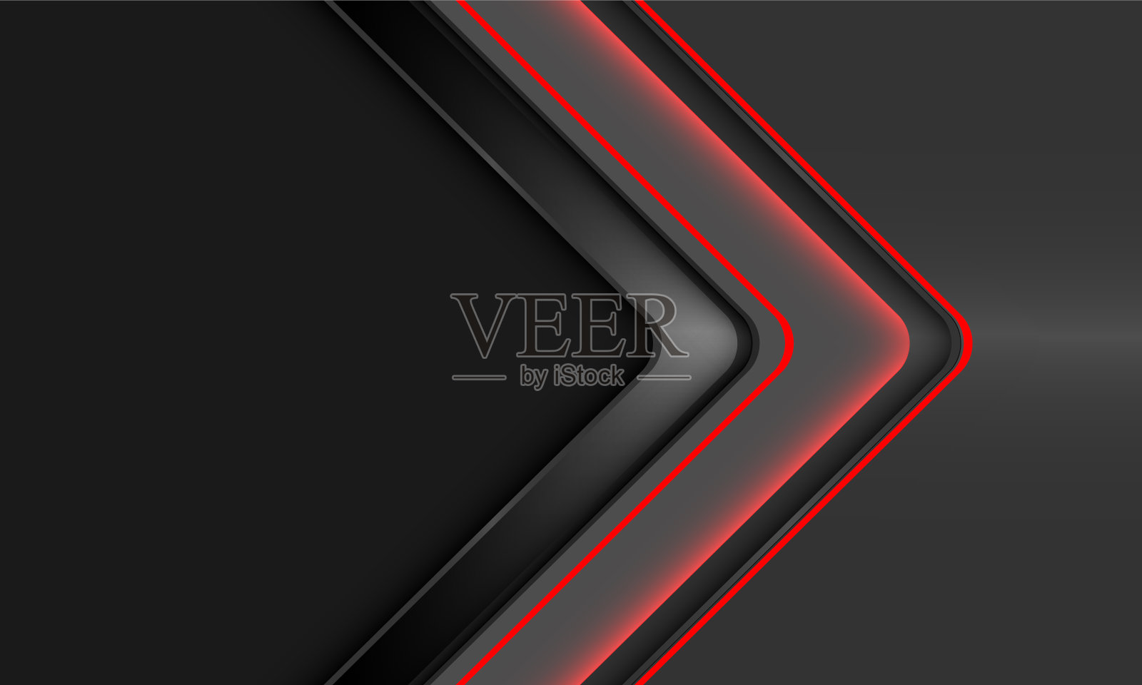 灰色金属空白空间上的抽象红色霓虹灯箭头方向几何设计现代未来背景矢量插画图片素材