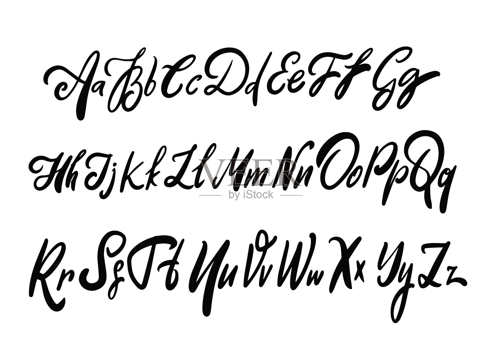 字体字母手绘黑色彩色书法字体。现代风格。设计元素图片