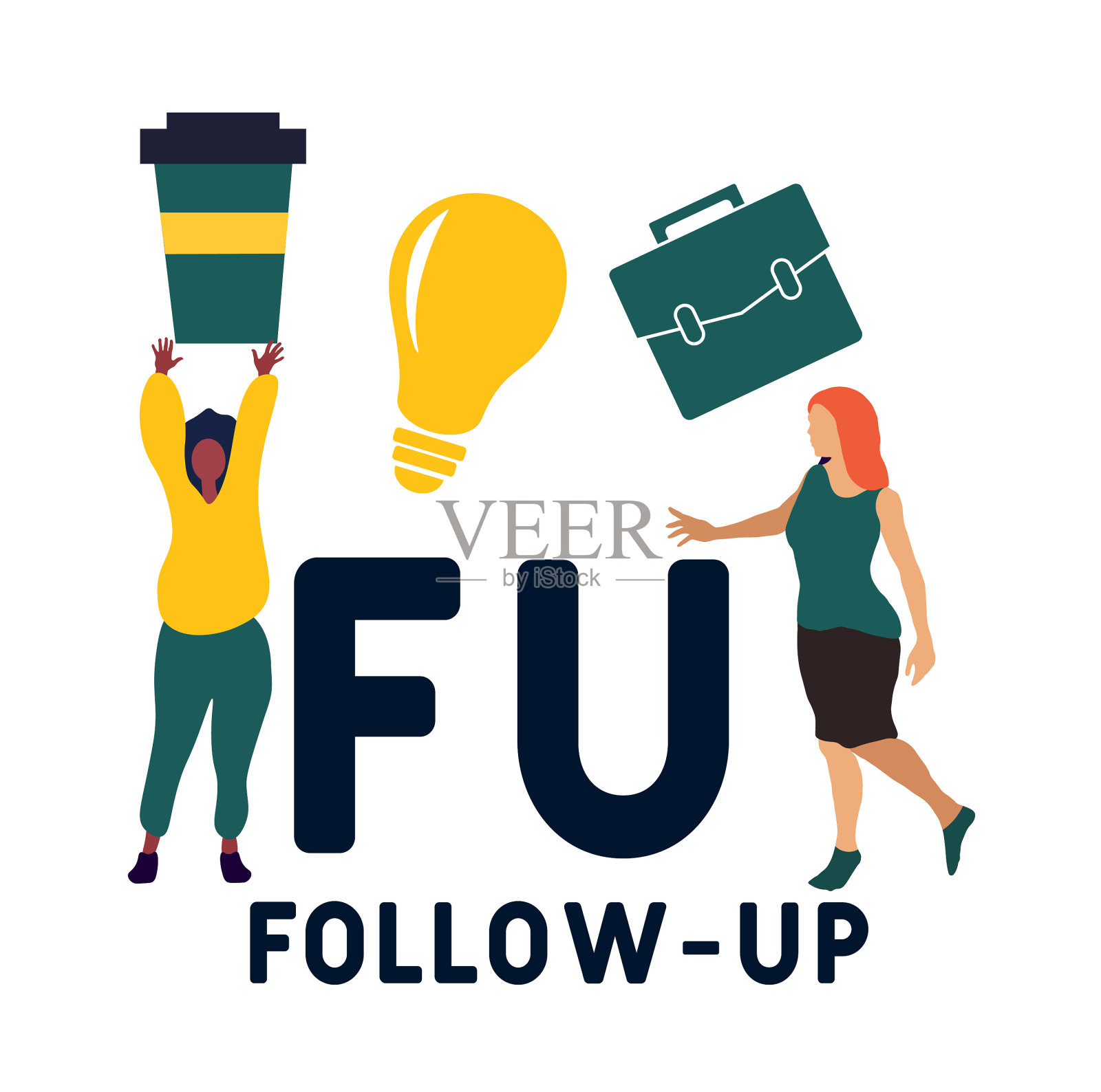 FU -后续首字母缩略词插画图片素材