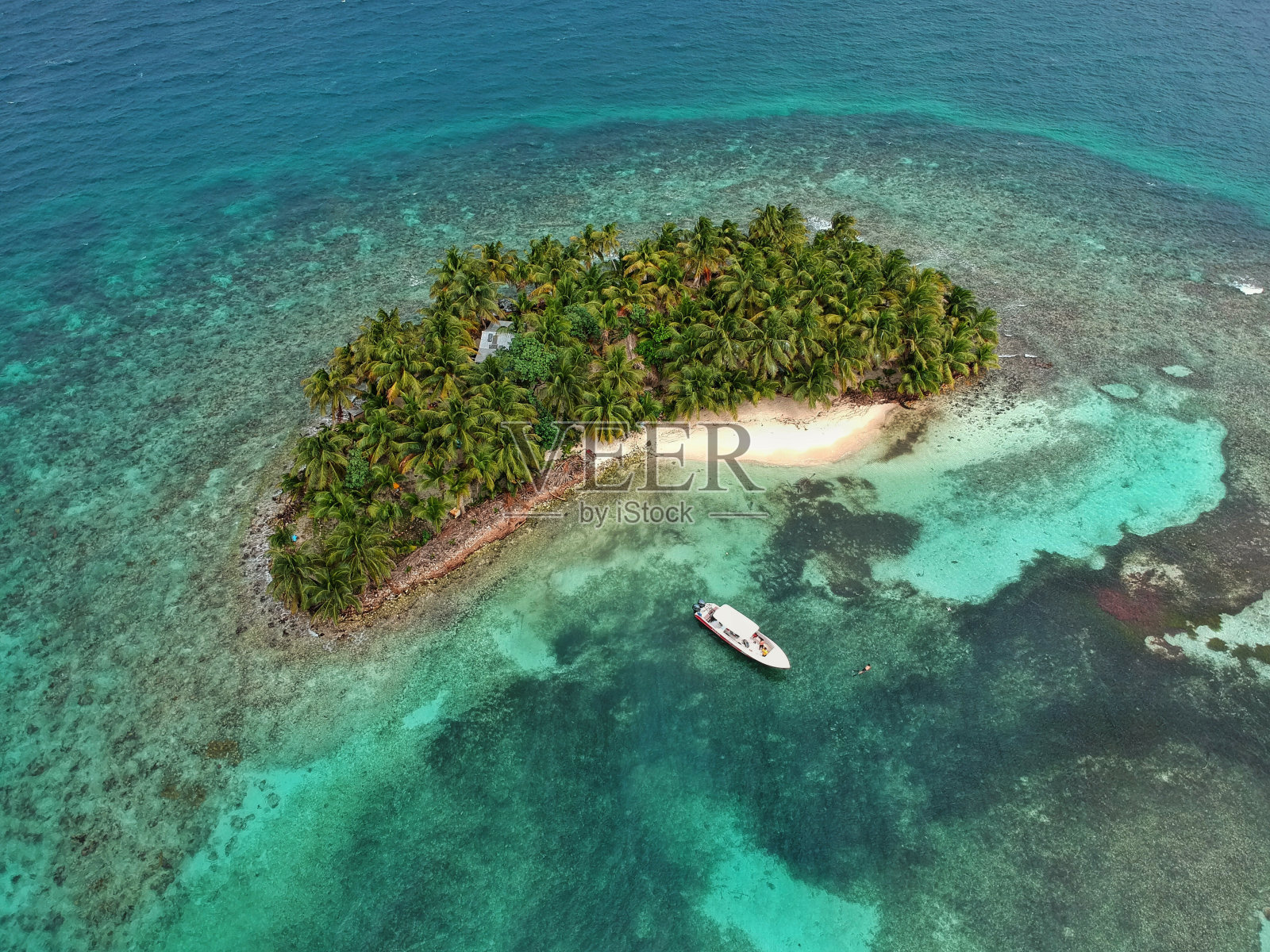 伯利兹群岛——位于大堡礁的热带小岛，有着天堂般的海滩——以潜水和放松的假期而闻名——加勒比海，伯利兹，中美洲照片摄影图片