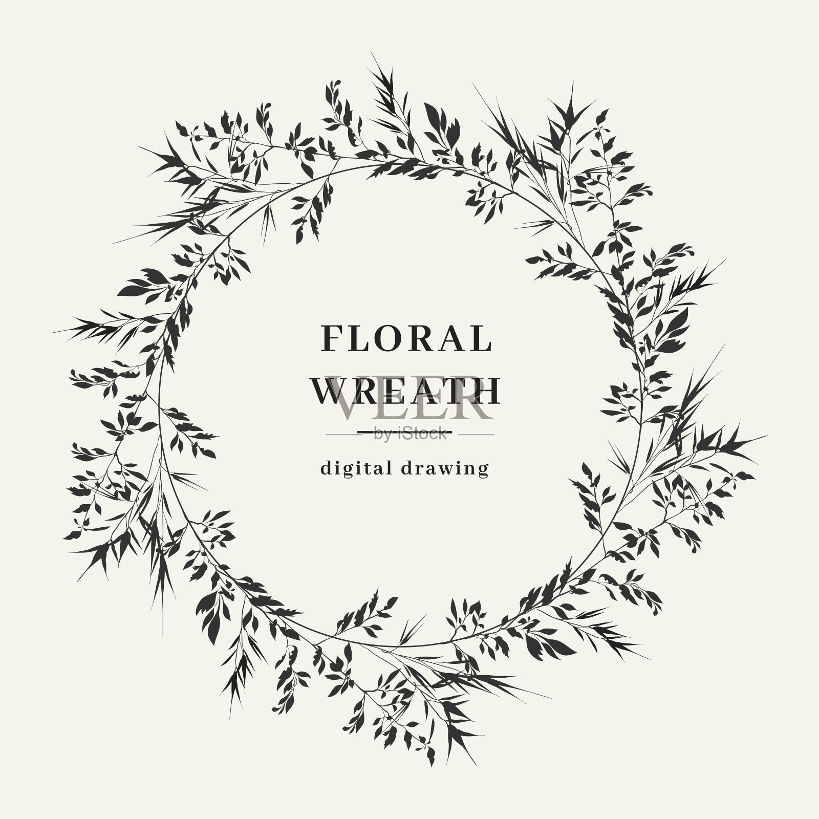 花冠，野花花环。优雅的框架，用于请柬或婚礼装饰，圆圈的字母组合从田野的草叶片。矢量图插画图片素材