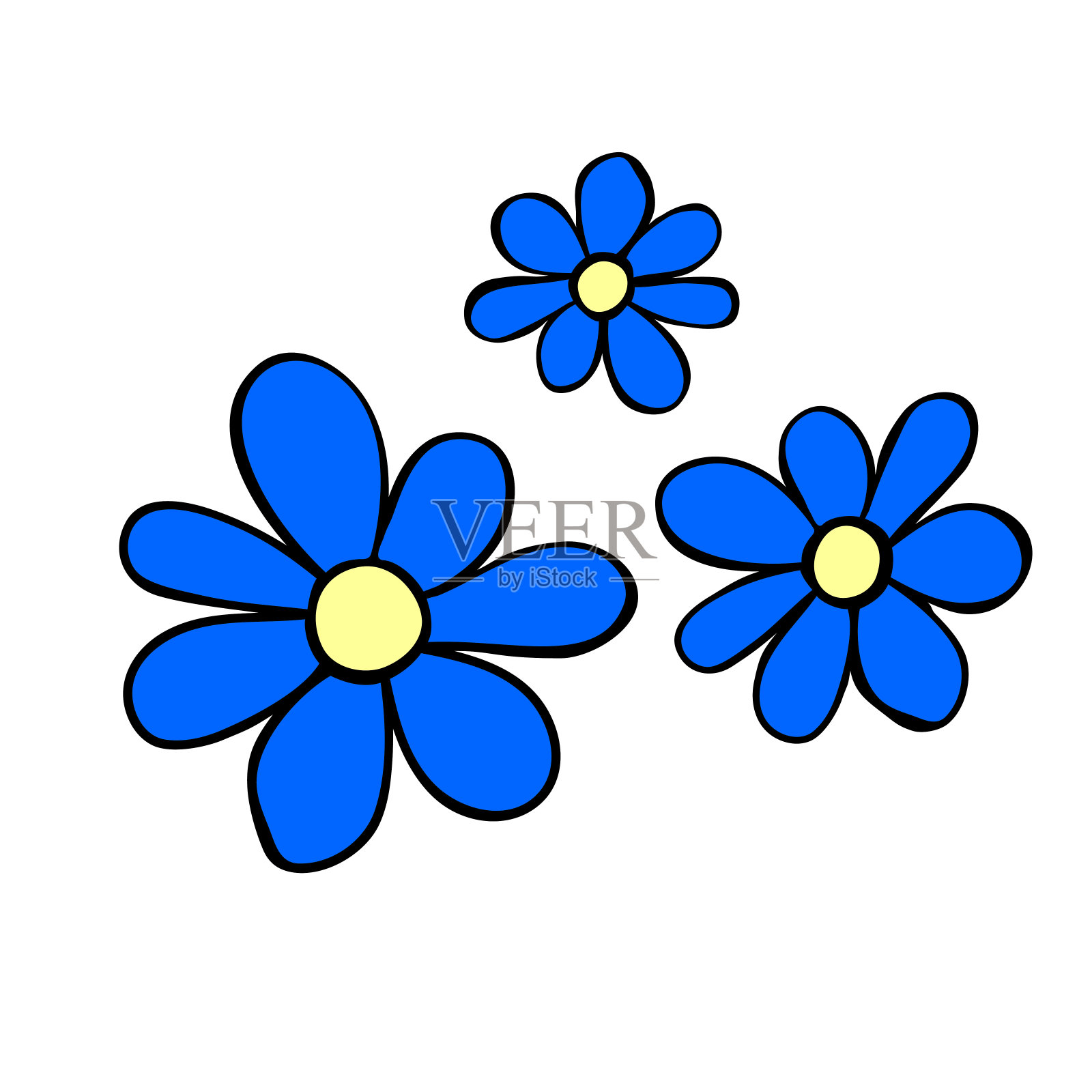 花朵图标。简单的轮廓颜色矢量插图剪贴画涂鸦平面风格，孤立在白色背景插画图片素材