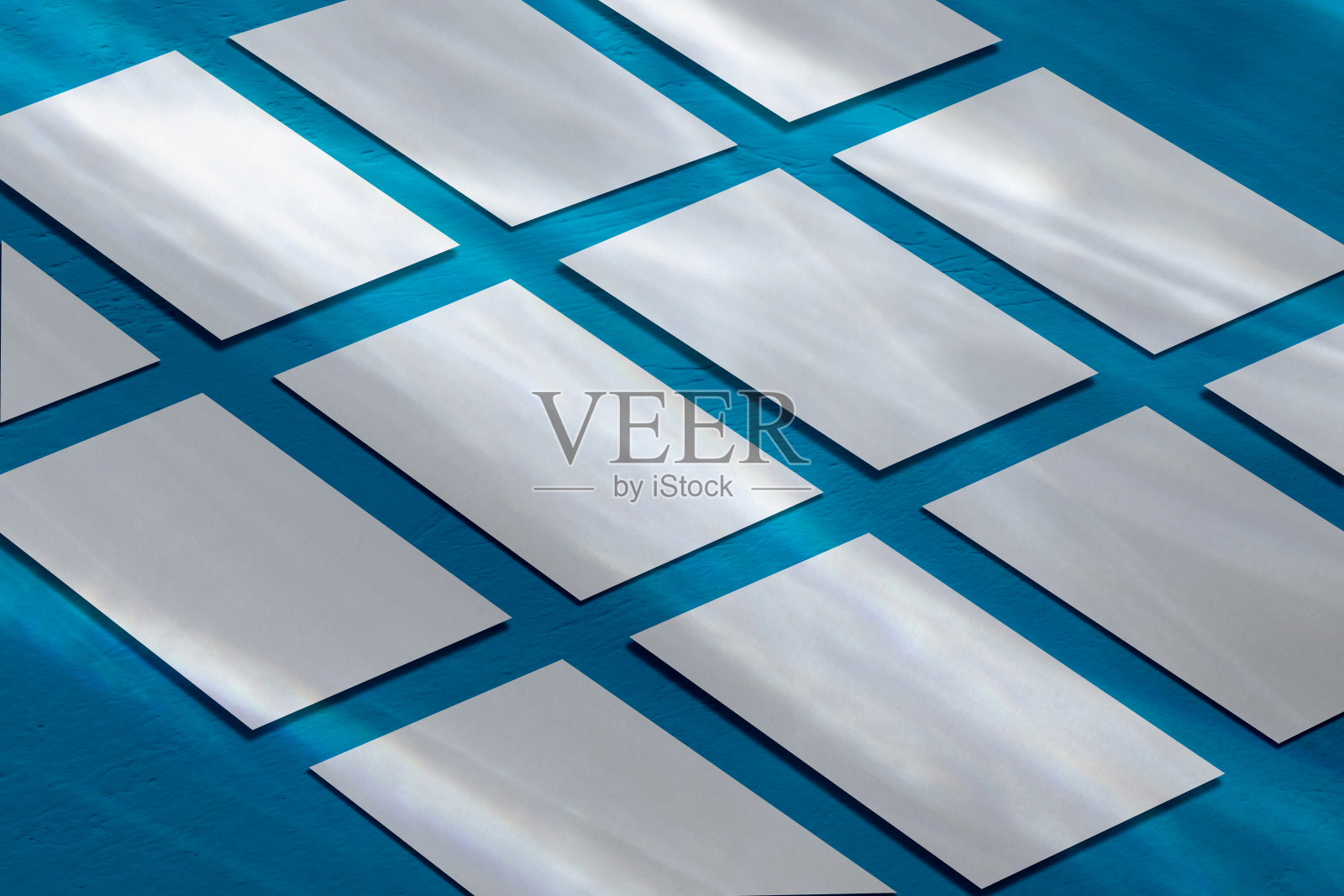 许多空的水平矩形海报模型薄荷蓝色的背景照片摄影图片