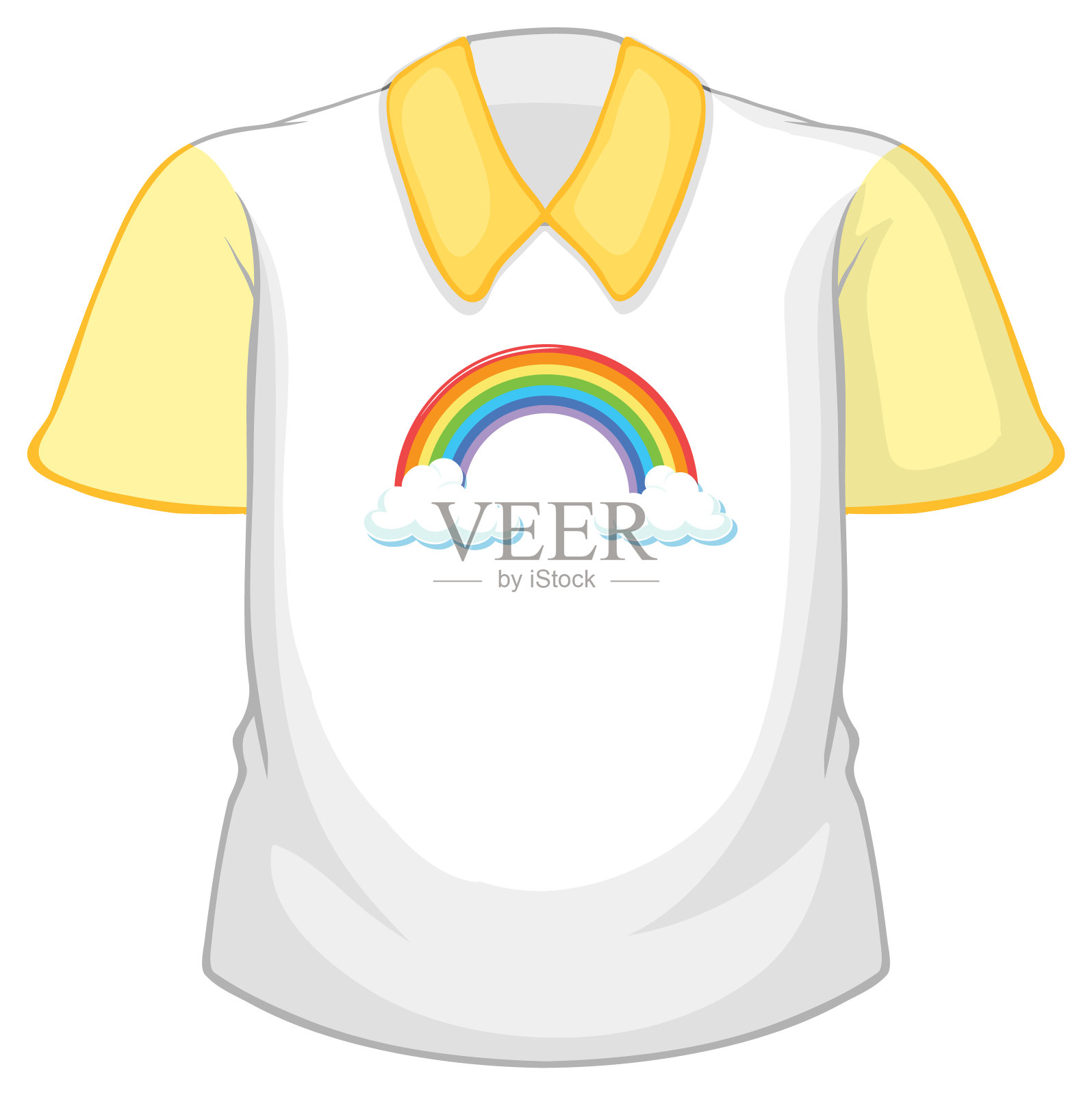 白底黄袖白衬衫插画图片素材