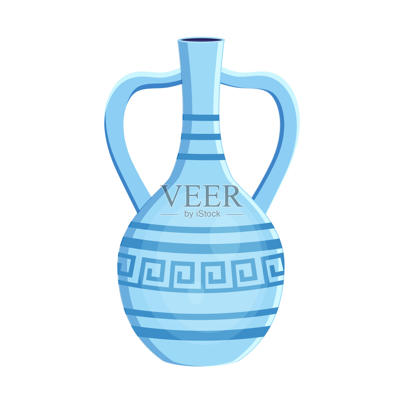 陶器陶瓷双耳蓝色与装饰向量插画图片素材