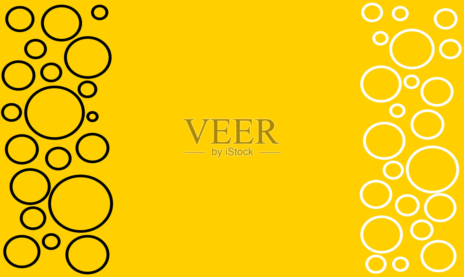 黄色的背景与黑色和白色的圆圈落下来的边的边界插画图片素材
